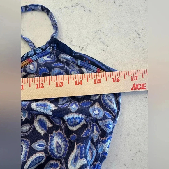 Aerie Paisley Blue Floral Patchwork Boho Midi Dress Medium - Picture 7 of 13